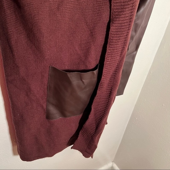Blank NYC Faux Leather Trim High Low Cardigan Permanent Marker - Picture 7 of 12